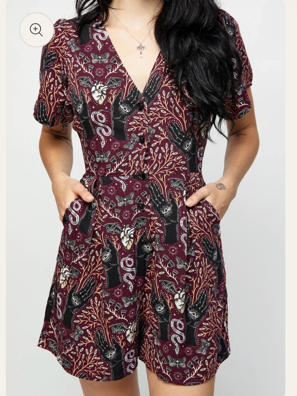 Disturbia Hemlock Button Up V Neck Playsuit Romper Sz 8 - Picture 2 of 13